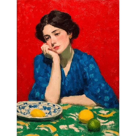 Matisse Red Background Woman Canvas Wall Art, Modern Abstract Art, Ready to Hang Gift Decor