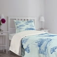 thumbnail image 3 of Ambesonne Nautical Quilted Bedspread Set 2 Pcs, Wildlife Shark Boat, Twin Size, Pale Blue Blue, 3 of 5