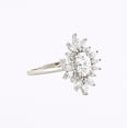 thumbnail image 2 of Veda Jewelry 1.86 Ct Oval Cut Moissanite Ring - Twisted Pave Band with Cluster Halo Design - 14K White Gold Plated Solitaire Ring for Women - Perfect Gift for Her Wedding Day or Birthday, 2 of 6