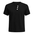 thumbnail image 5 of YLSDY Men's Collarless Vacation Shirt, Short Sleeve Button-Down Casual Top, Lightweight for Beach & Travel Black L, 5 of 5