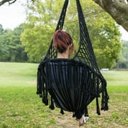 Equip Avocado Macrame Hammock Chair, Cotton Blend Black, Size 47” H x 27” W, Capacity 250 lb.