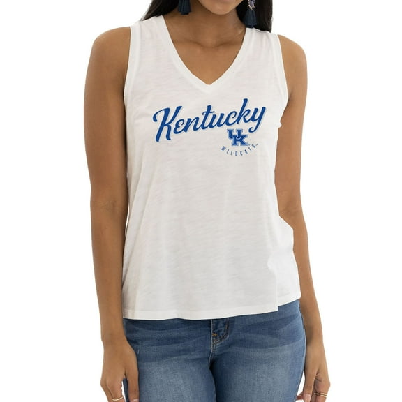 Women's White Kentucky Wildcats Sloan Slub V-Neck Tank Top