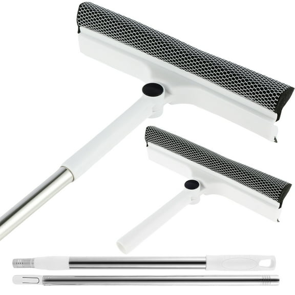 Adifare 53in Window Squeegee 2-in-1 Squeegee and Scrubber with Extendable 3 Section Poles 180-Degree Rotatable Window Cleaning Tool for Home Shower Glass Door Mirror