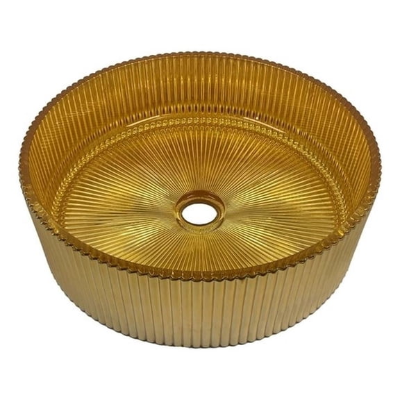 Cowrie 16" Circular Tempered Glass Vessel Bathroom Sink in Gold