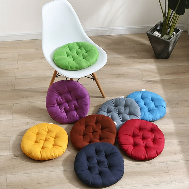Cojín grueso acolchado redondo para silla - Tela de lino para todas las estaciones - Cojín para asiento para silla de oficina y comedor - Funda lavable a máquina