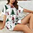 thumbnail image 5 of Yiaed Buffalo Plaid Christmas Trees Print Short Sleeve Pajama Sets for Women Casual Crew Neck 2 Piece Lounge Sets Women's Short-Sleeved Pajama-X-Large, 5 of 5