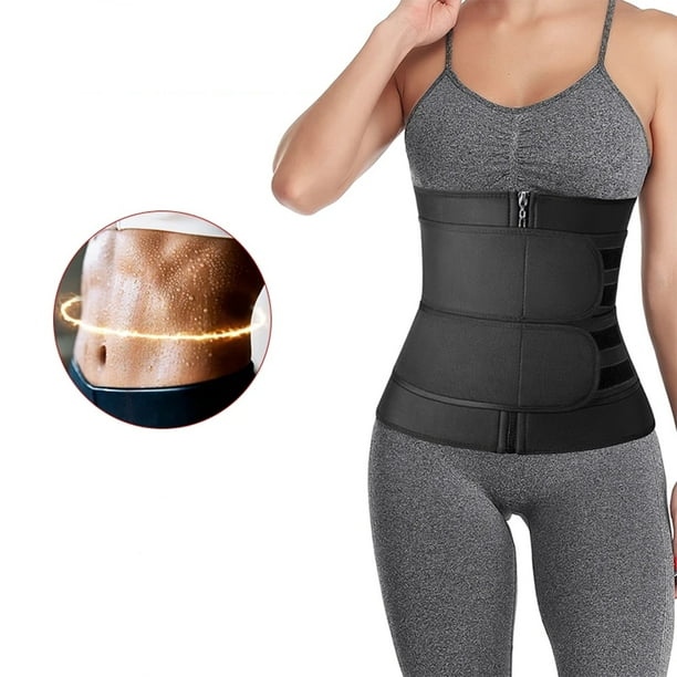 Faja abdominal para mujer y hombre | Cinturón con doble cremallera | Corsé moldeador de alta elasticidad | Entrenador de cintura de malla transpirable para fitness, yoga y pilates
