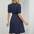 thumbnail image 7 of Bigersell Beach Dresses for Women 2023 Trendy Women's Short Sleeve V-Neck Solid Color Pocket Dress Going Out Dresses Women's Plus Slip Dress Dresses, Style 25909, Navy S, 7 of 7