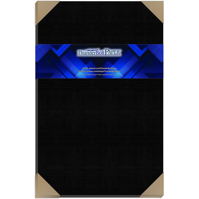 15 Black Linen 80# Cover Paper Sheets - 12" X 18" (12X18 Inches) Large|Poster Size - Card Weight - Deep Dye, Fine Linen Textured Finish - Quality Cardstock