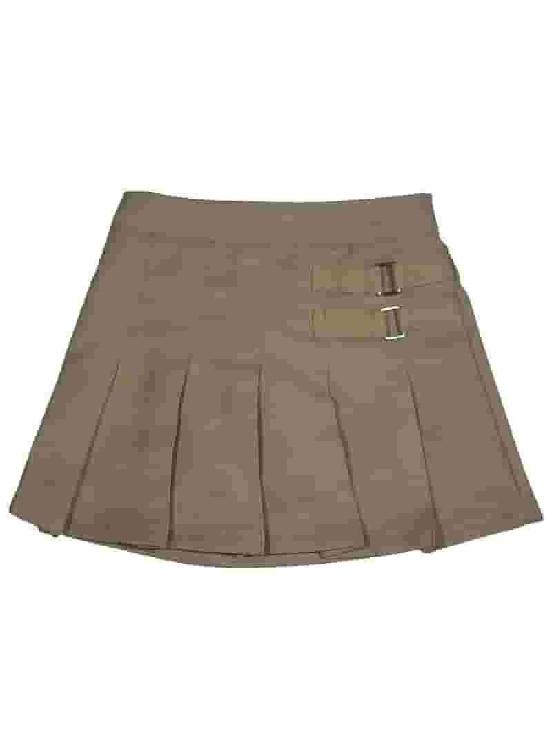【U LAN】Jerry Double Button Pleated Skirt Pants French Toast Girls School Uniform Adjustable Waist 2-Tab