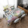 thumbnail image 4 of Spring Easter Flowers Rectangle Tablecloth, Farmhouse Floral Black Buffalo Plaid Waterproof & StainResistant Tablecloth, Washable Oil-proof Table Cover for Dining/Party/Wedding/Buffet 52x70 In, 4 of 9
