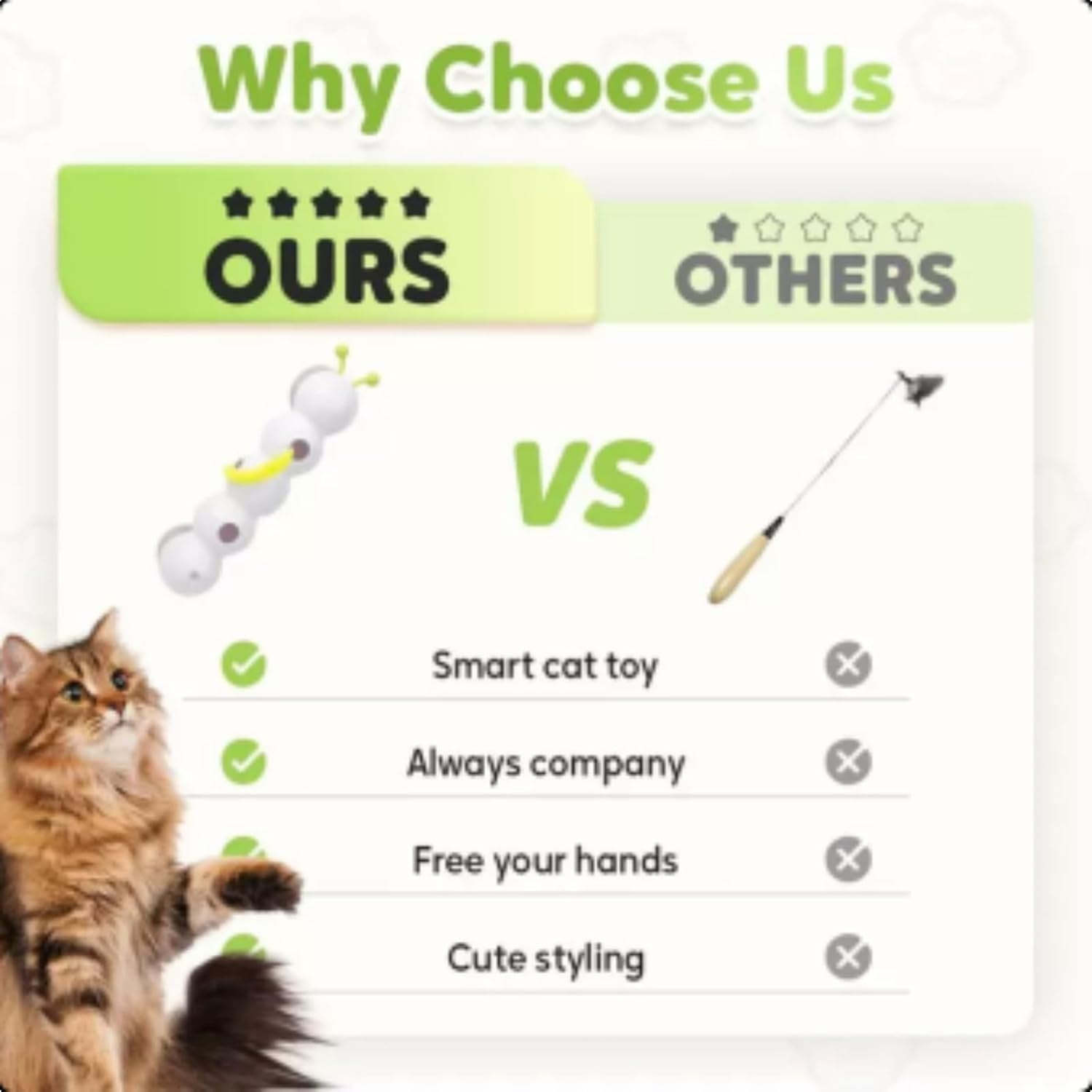 Whack a Worm Cat Toy, Interactive Caterpillar Cat Toy with Motion Sensor, Interactive Caterpillar Smart Motion Cats Toys with Worm Design for Stable Play (1PC)
