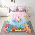 thumbnail image 2 of Feelyou Kawaii Ocean Axolotl Bedding Comforter Set 7 Pieces for Teens, Initial S Letter Full Bedding Set, Dreamy Marine Animal Reversible Fitted Sheet Flat Sheet, Breathable Home Decor, 2 of 7