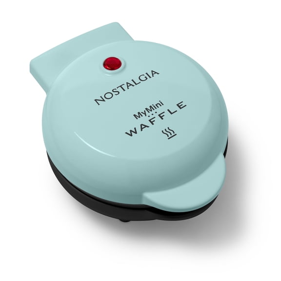 Nostalgia MyMini Personal Electric Waffle Maker with Cool-Touch handle, 120W, Aqua