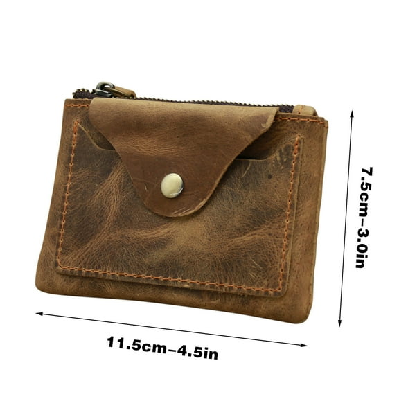XMMSWDLA 1 Pcs Leather Mini Zipper Coin Purse Wallet, Coin Organizer, Change Holder, Leather Zipper Storage Bag for Men & Women