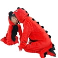 thumbnail image 2 of Mono de franela de dinosaurio rojo, traje de Cosplay de dibujos animados, ropa de dormir con capucha de una pieza, Conjunto de Pijama familiar, 2 of 4