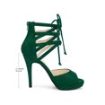 thumbnail image 2 of BLISSFUL STEP Women's Platform Gladiator Strappy Open Toe Stiletto High Heel Sandals Emerald Green 10, 2 of 7