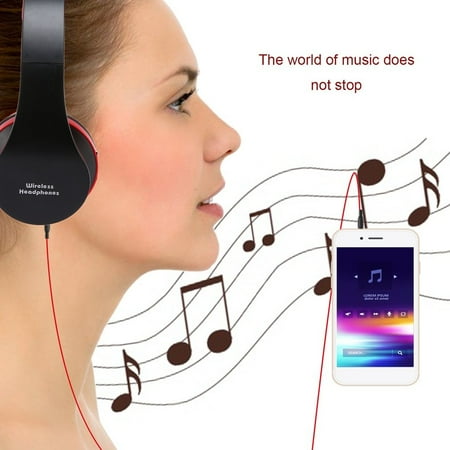Foldable Wireless Stereo bl uetooth Headset Mic For iPhone Cellphone PC lap top
