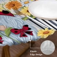 thumbnail image 3 of Beige Gnomes Daisy Round Tablecloth, Fitted Table Cover with Elastic for 36"-44" Round Tables, Pastoral Country Garden Floral Table Cloth Outdoor Indoor Dinning Party Waterproof Tablecloths, 3 of 7