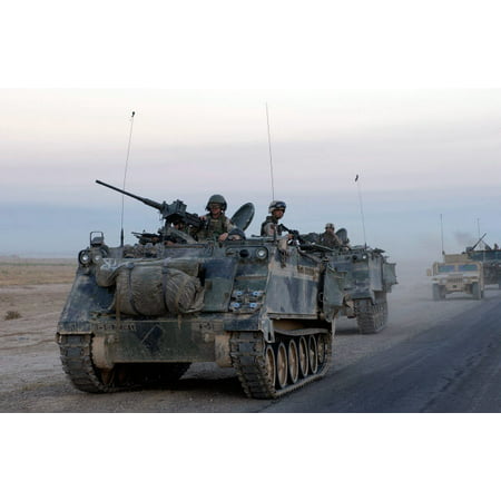 Armored vehicles leaving Samarra Iraq after conducting an assault during Operation Baton Rouge Poster Print by Stocktrek
