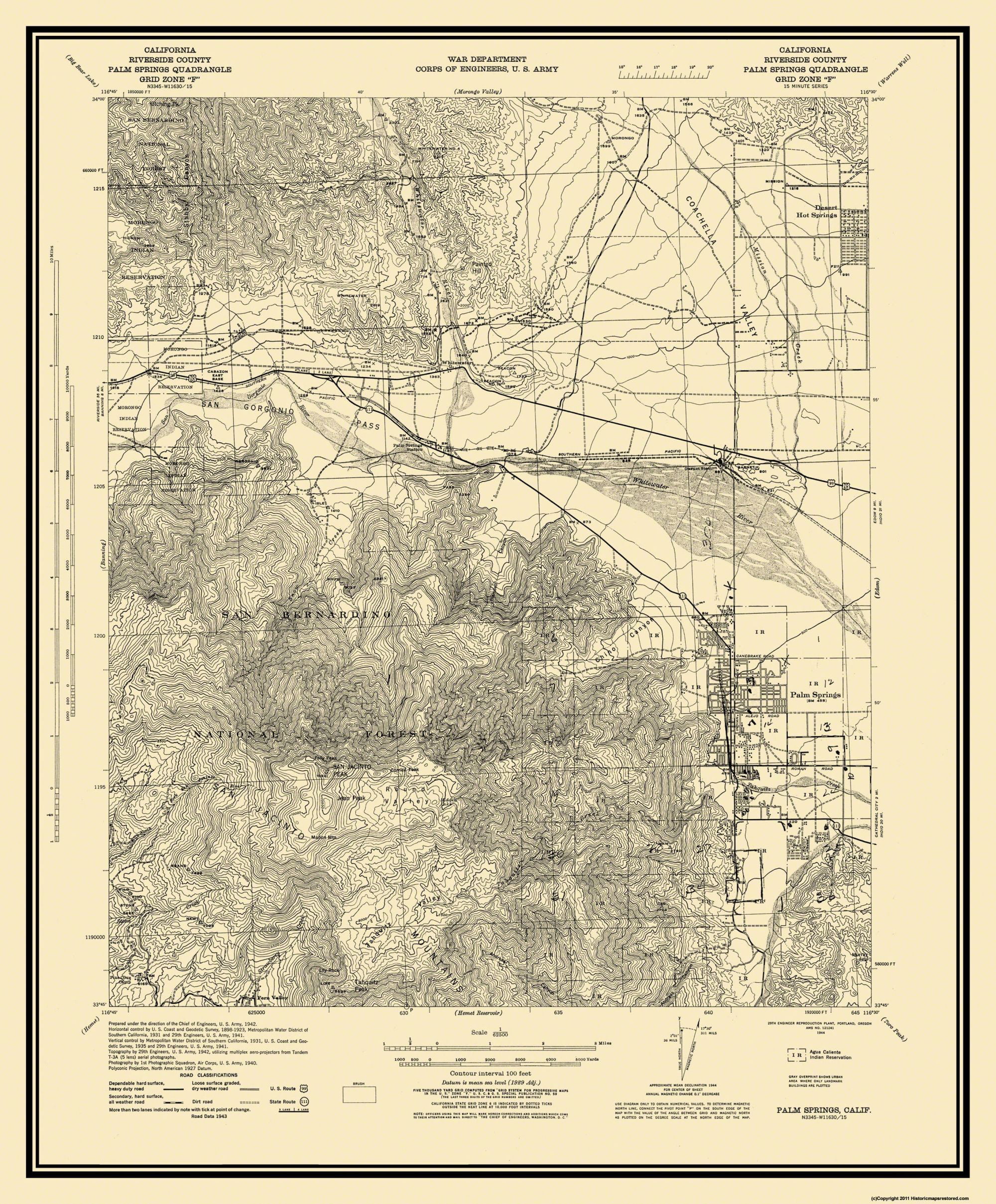 Palm Springs California Quad USGS 1928-23 x 27.8 