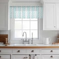 thumbnail image 3 of Teal Grey Botanical Valance Curtains for Kitchen/Living Room/Bathroom/Bedroom Window,Rod Pocket Small Topper Half Short Window Curtains Sheer Scarf,Pastoral Spring Summer Leaf Aesthetics 42"x18", 3 of 8