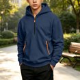 thumbnail image 5 of HBGVBA Big Boys Fleece Quarter Zip Hoodie,Solid Color Thick Hooded Pullover Top Loose Relaxed Long Sleeve Warm Casual Daily Fashion 5-15 Years, 5 of 6