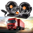 thumbnail image 1 of Ventilador de refrigeración para coche, circulador de aire de refrigeración eléctrico de doble cabezal de 12 V/24 V, ventilador automático giratorio de 360 ​​grados para sedán SUV/RV/barco/camión/vehículos automáticos (24 V) Rojo Verde, 1 of 5
