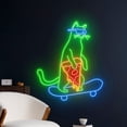 thumbnail image 2 of Handmadetneonsign Pizza Cat Skateboarding Neon Sign, Skateboard Cat Led Sign, Pizza Cat Led Light, 2 of 5