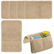 Dznils 5 Pcs Sofa Headrest Cover Sherpa Armrest Cover Furniture Protector with Side Pocket, Khaki