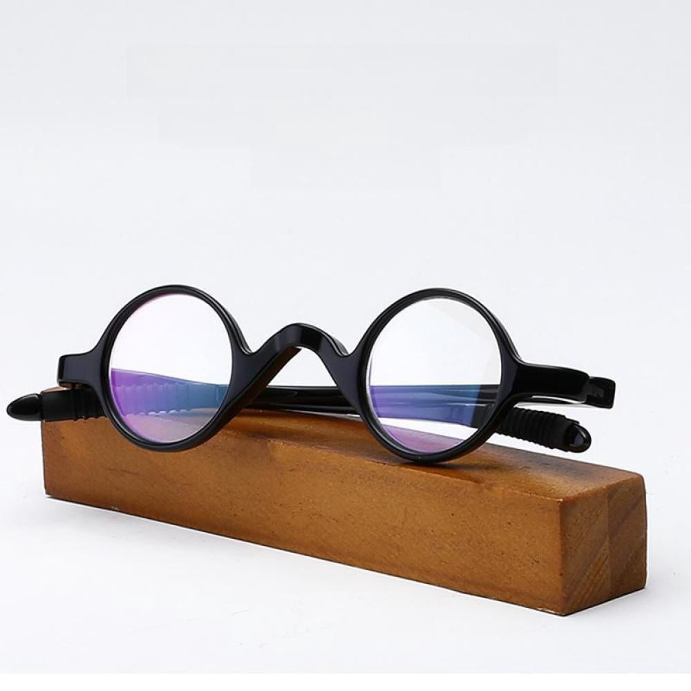 2 Pairs of 32mm Retro Reading Glasses Fashionable Small Round Black Personalized Classic Blue Light Blocking Readers TR90 Flexible Presbyopic Glasses +2.50