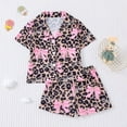 thumbnail image 2 of ANINEO Child Outfit Sets 4 Seasons Girls Outfit Short Sleeve Shorts Cardigan Print Soft Sleep For Toddler Kids Youth Comfortable Clothing Soft Lapel Shirts And Pants Clothes Sets, 2 of 9