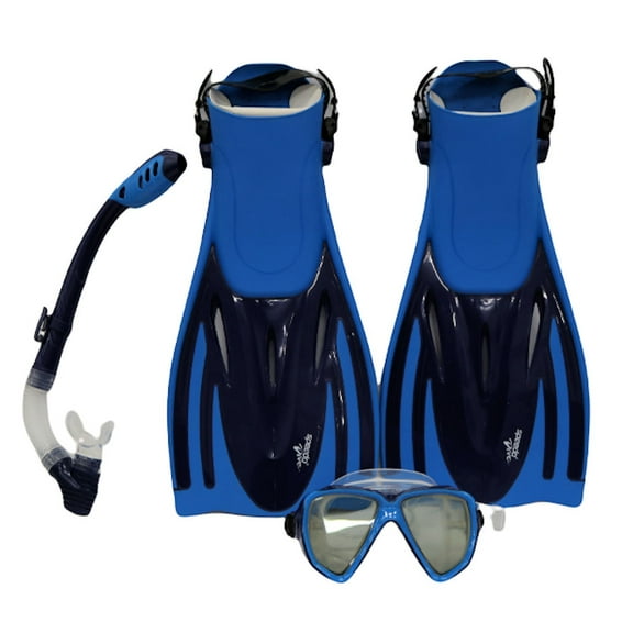 Speedo Adjustable Hydroscope Mask with Snorkel&Fin Set Snorkels, Silicone Blue