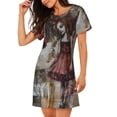 thumbnail image 2 of Fotbe Vintage Collage Girl Butterfly Bata de Dormir para Mujer con Estampado, Camisón de Algodón de Manga Corta, Ropa de Dormir Casual, 2 of 6
