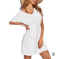 thumbnail image 3 of Robes à Col en V pour Femmes, Mode S-TTG, Taille au-Dessus du Genou, Manches Courtes, Jupe de Plage, Robe Unie, Robe d'Été, Mode Urbaine, Blanc S, 3 of 8