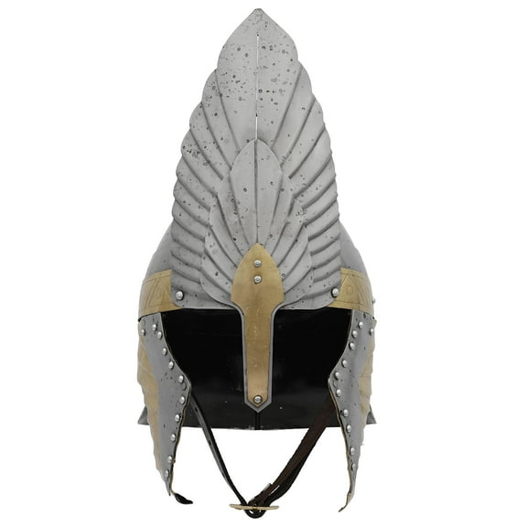 Armory Replicas Royal Medieval Knight's Helmet – 18 Gauge Mild Steel with Brass Accents and Leather Liner.