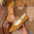 thumbnail image 2 of KEGIRLOM Women Fashionable Casual Spring And Summer Versatile Large Size One-Button Pointed Toe Low-Heeled Elegant Shoes Brown 5.5, 2 of 9