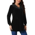 thumbnail image 4 of INSPIRE CHIC Women's Velvet Top V Neck Long Sleeve Casual Loose Fit Blouse T-Shirt S Black, 4 of 5