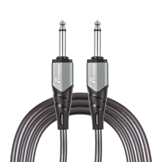 Guitar 1/4 Inch Audio Instrument Cable 10ft Noise Reduction Dual Straight Interface 6.35mm Mono Waterproof Guitar Cable Compression Resistant Professional Audio Interconnect Cord