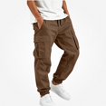 thumbnail image 2 of SGFCWSX Boys Cargo Jogger Pants, Tapered Cuff Elastic Waist Casual Trousers with Pockets for Outdoor School Everyday Brown Size 5T, 2 of 7