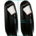 thumbnail image 5 of 26-inch long straight black wig with bangs - Women's synthetic heat-resistant fiber, perfect for parties, role-playing, daily wear, Mother's Day gift, role-playing wig | Fashion straight hair wig, 5 of 9