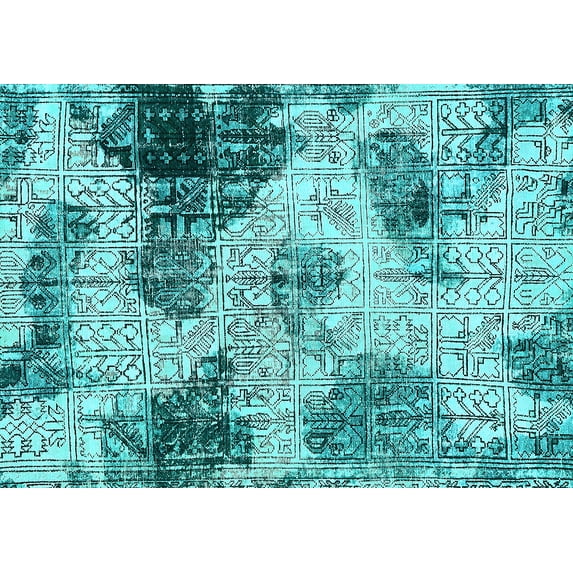 Ahgly Company Indoor Rectangle Abstract Light Blue Modern Area Rugs, 6' x 9'