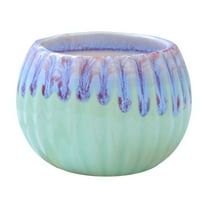 geerera Ceramic Pumpkin Planter, Round Cactus Pot with Colorful Glaze, for Succulents, Air Plants, Tabletop Decor