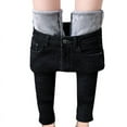 thumbnail image 4 of Musuos Women Solid Color Jeans, Winter Adults High Waisted Fleece Lined Jeggings with Pockets, 4 of 5