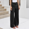 thumbnail image 5 of Wutalume High Waisted Jeans for Women Vintage Style Straight Leg, Retro Wash Denim Pants for Timeless Everyday Comfort,Black L, 5 of 7