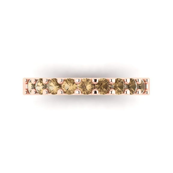 0.63 ctw Wedding Band for Women - 18K Rose Gold Simulated Champagne Diamond Stackable Eternity Ring