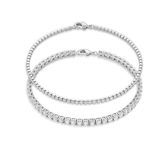 Believe by Brilliance Women's Fine Silver Plated Cubic Zirconia Tennis Bracelet Set