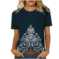 thumbnail image 2 of Odbmxy Graphic T-Shirts Women Short Sleeve Summer Women's Plus Size Tops Loose Classic Business Blue Casual Tops, 2 of 7