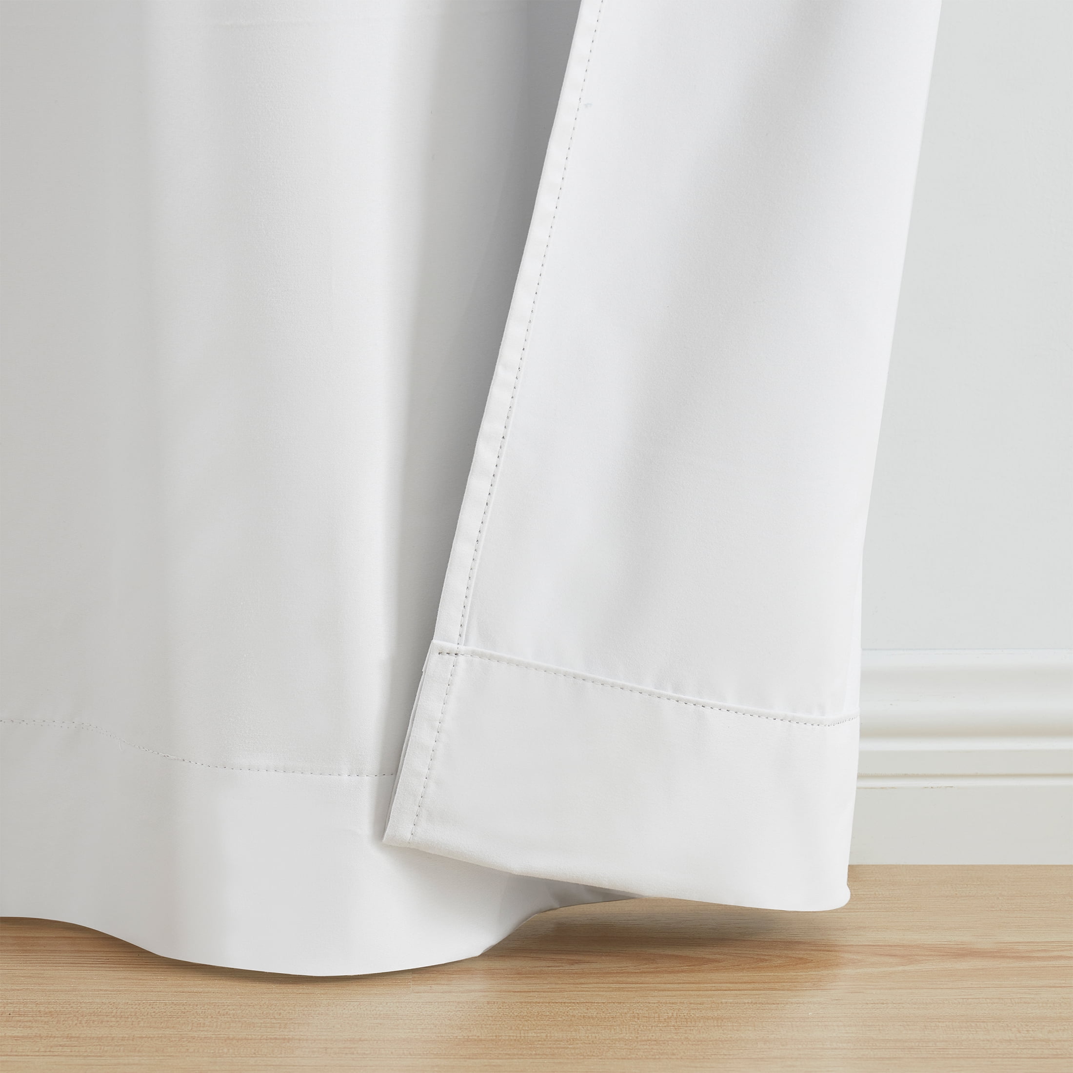 Your Zone White Ruffle Reversible Rod Pocket Blackout Curtain Panel, 37" x 84"