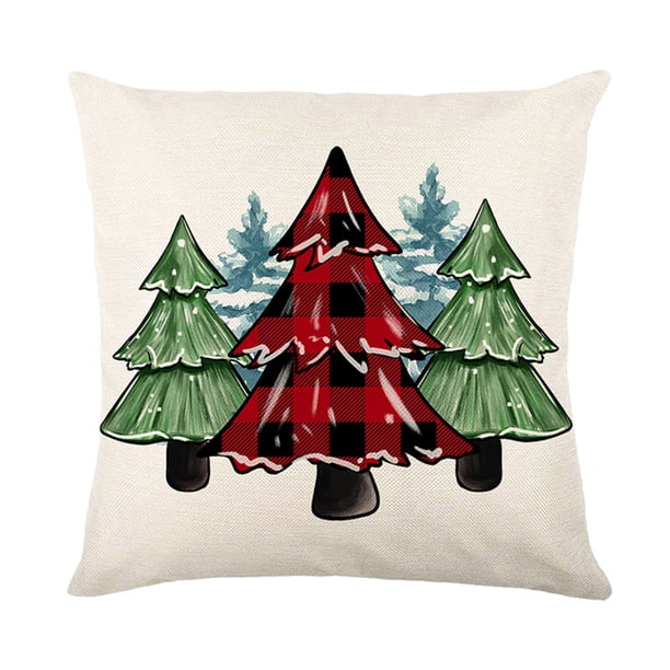 Funda Cojín Decorativa Almohada Estampada Navidad Suave para Sofá